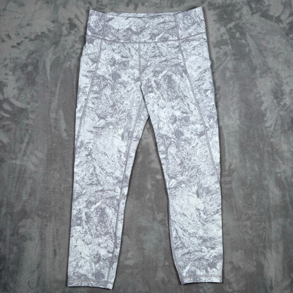 Lululemon Time to Sweat Crop 23 Gray White Camo Leggings Size 8
